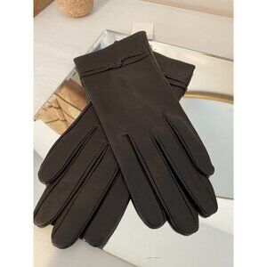 Women's Brown Leather Driving Fall Winter Gloves Medium. New!